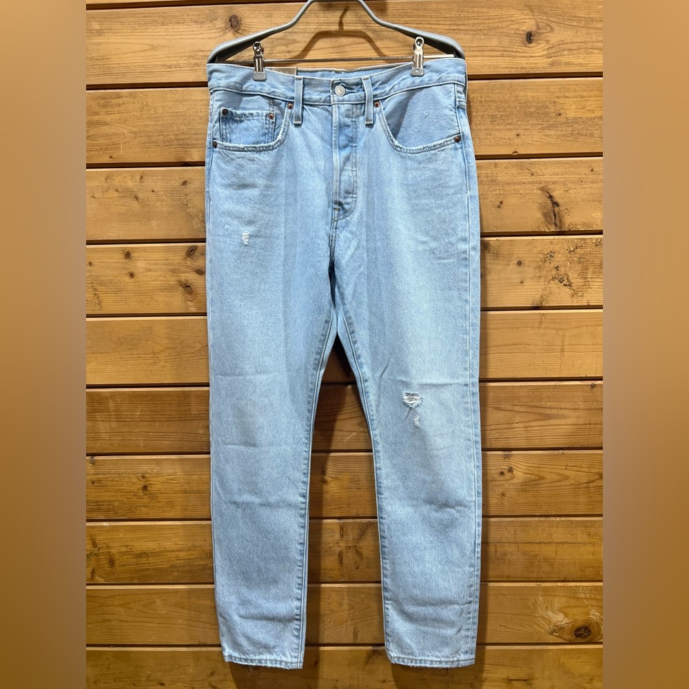 Levi’s 501 Skinny Denim Jeans Light Wash Factory Distressed Button Fly